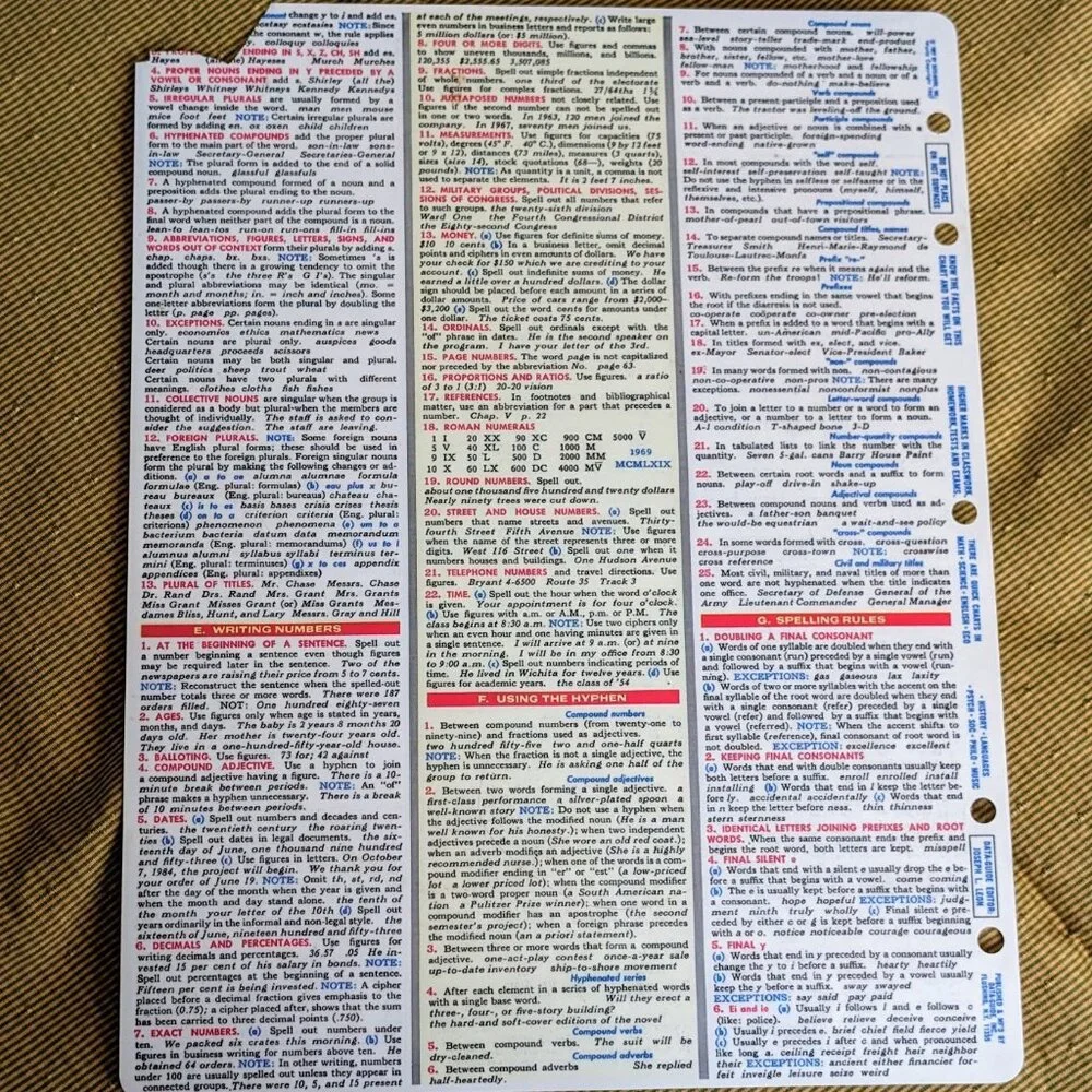 Basic Writing Guide Summary & Instant Reference Data Guide Plastic Quick Chart - Picture 3 of 4